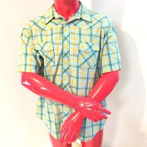 VTG Wrangler Shirt Pearl Snap Cowboy Rodeo Plaid